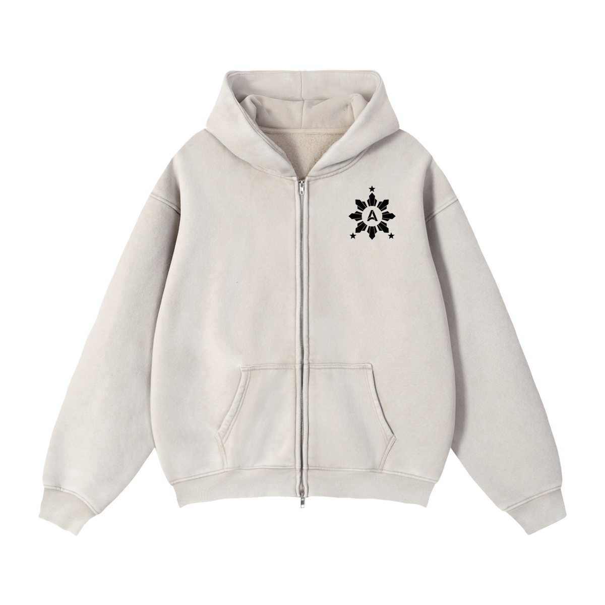 Ampilfied Kalesa Zip-Through Boxy Fleece Hoodie