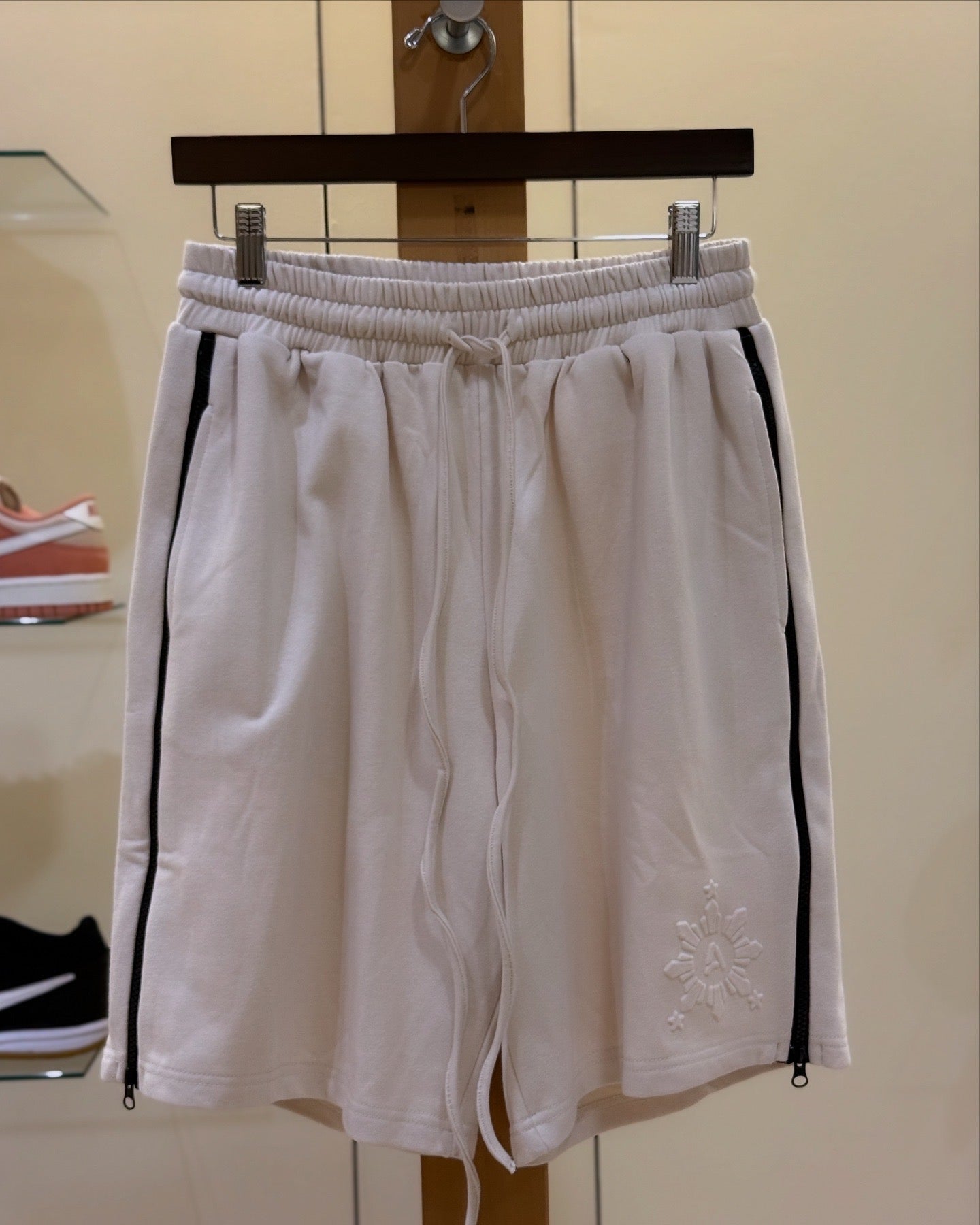 Ampilfied Embossed Cream Shorts