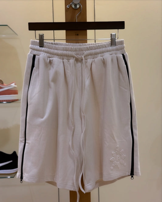 Ampilfied Embossed Cream Shorts