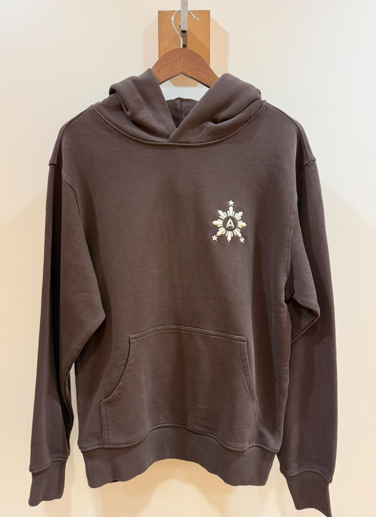 # Brown Puff Embroidered Hoodie Oversize Pre-Shrunk, Unisex