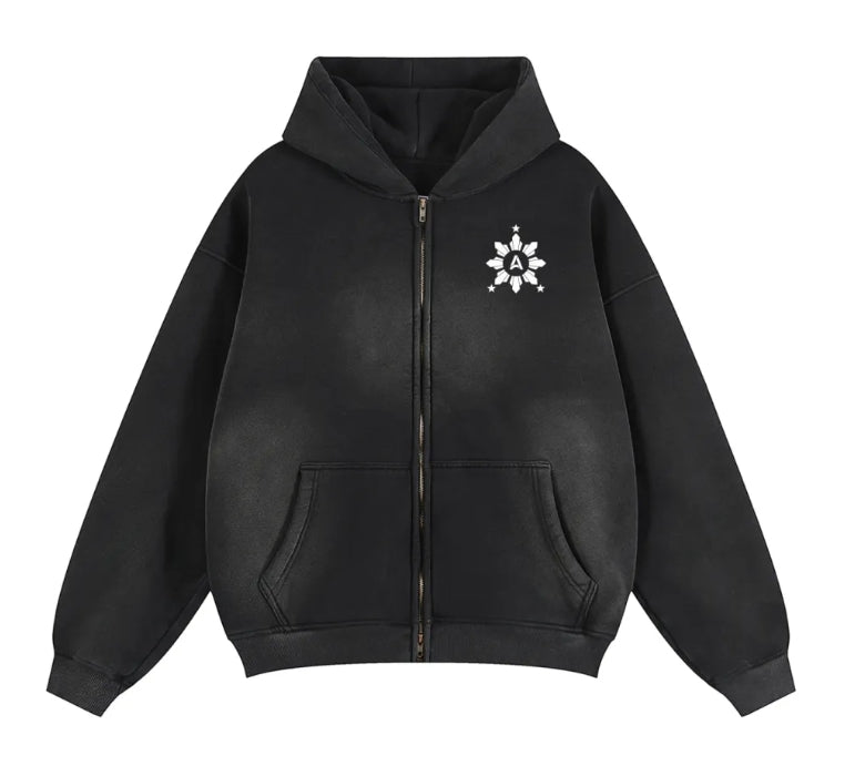 # Ampilfied Dragon-Sampaguita Sunfade 2-Way Zipper Boxy Fleece Hoodie