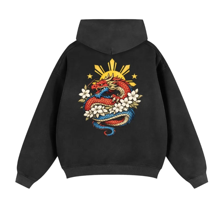 # Ampilfied Dragon-Sampaguita Sunfade 2-Way Zipper Boxy Fleece Hoodie